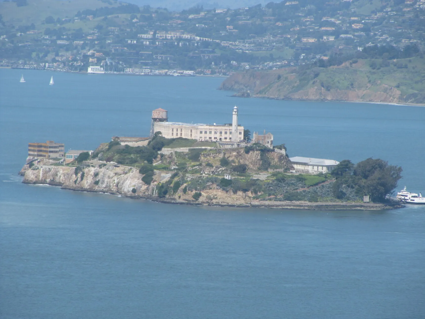 View of Alcatraz from the top of Coit Tower
