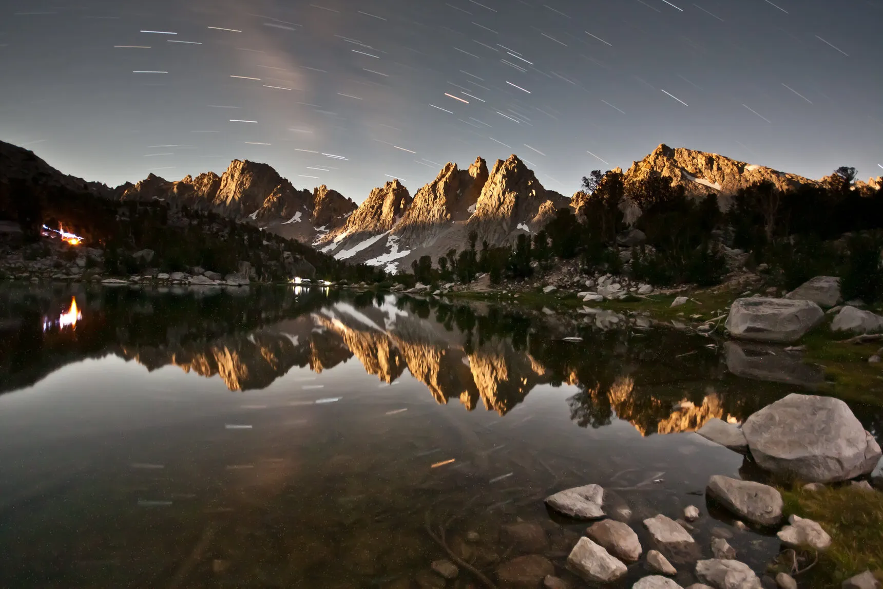 Pinnacles by Moonlight Kearsarge Lakes, Kings Canyon National Park, CA. August 2011.